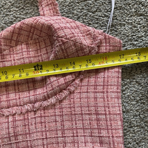 GUESS Women's Tweed Bustier Maisie Top Preppy Neck Trap Tie Sleeveless Pink Med - Picture 3 of 12
